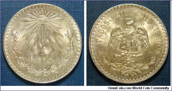 1933 Mexico Peso, gold toned.