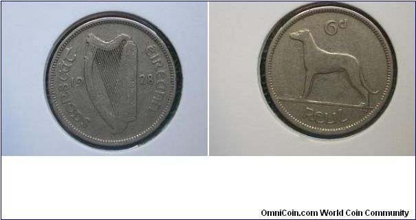 1928 sixpence ireland