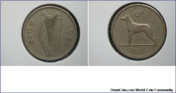 1961 sixpence ireland