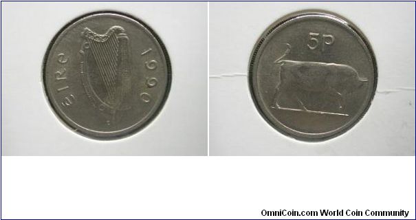 1990 5 pence ireland