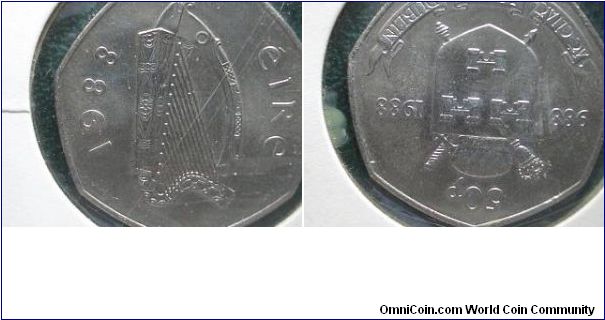 1988 dublin millinium 50 pence ireland