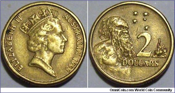 Australia 1993 2 dollars.