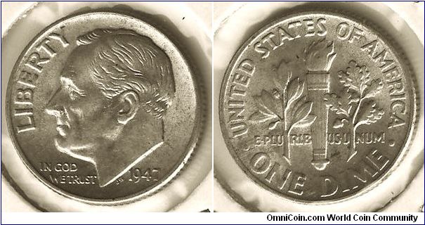 US 1 dime 1947(P) - Roosevelt Dime