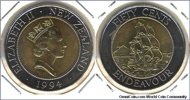 New Zealand 50 cents 1994 - Bi-metallic special issue