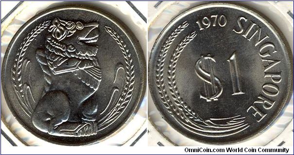 Singapore 1 dollar 1970