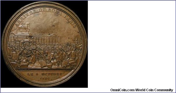 Louis XVI Returns to Paris, France.

Large uniface medal at 82mm, probably actually struck c.1816-1820.                                                                                                                                                                                                                                                                                                                                                                                                           