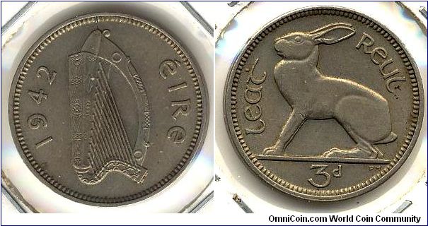 Ireland 3 pence 1942