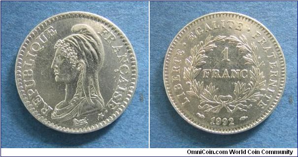 1 Franc, Nickel, 200th aniversary of French Republic