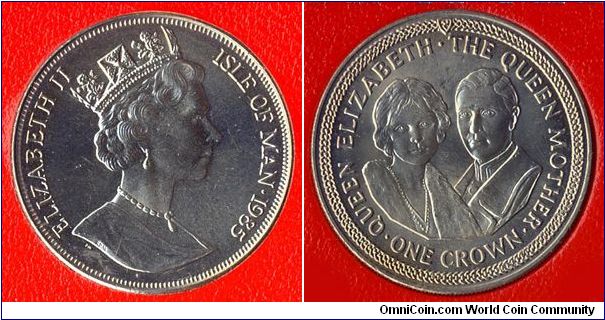 Isle of Man 1 crown 1985 - Queen Mother and King George VI