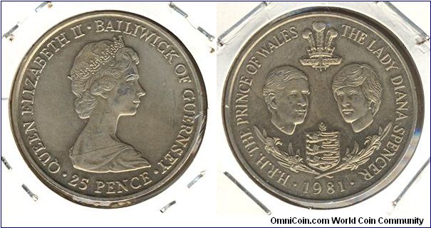 Guernsey 25 pence 1981 - Royal Wedding