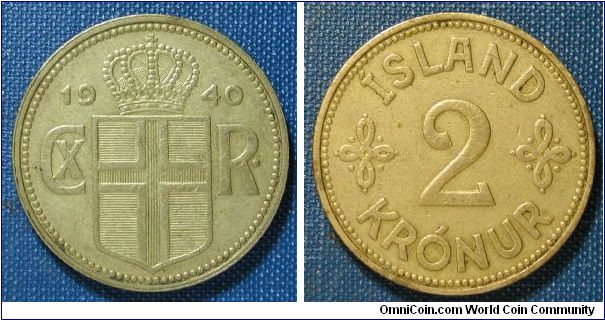 1940 Iceland 2 Kronur
