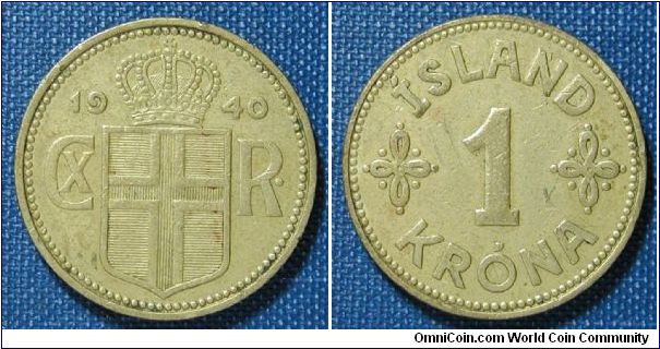 1940 Iceland 1 Krona