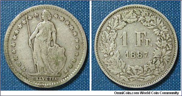 1887 Switzerland 1 Franc
