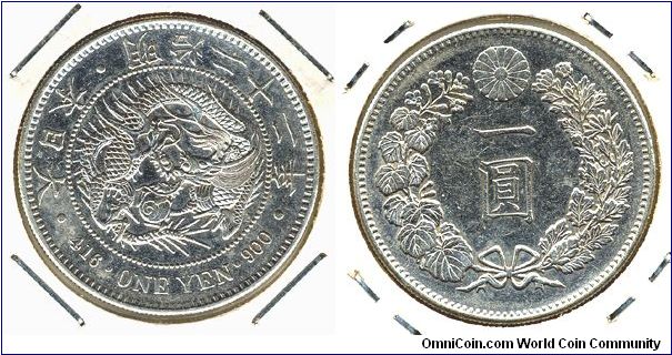 Japan 1 yen 1889 - Meiji Year 22