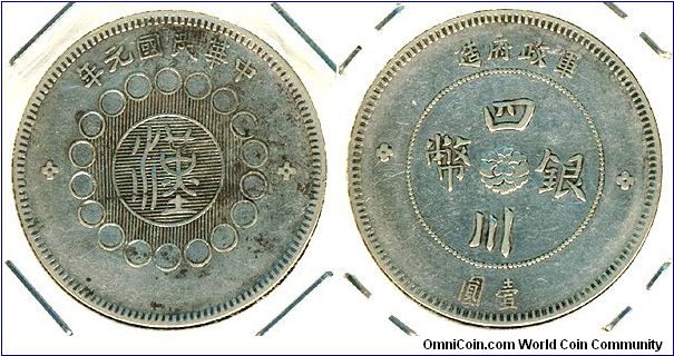 China 1 dollar (1912) - Republic Year 1, Szechuan Province, Military Issue