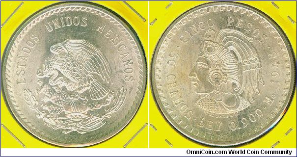 Mexico 5 pesos 1948 - Cuauhtemoc