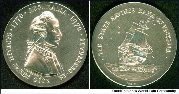 Capt. James Cook Bi-centenary - The State Savings Bank of Victoria, Silver medallion, Stokes