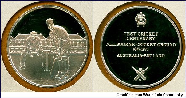 Australia-England Test Cricket Centenary - Silver proof medallion