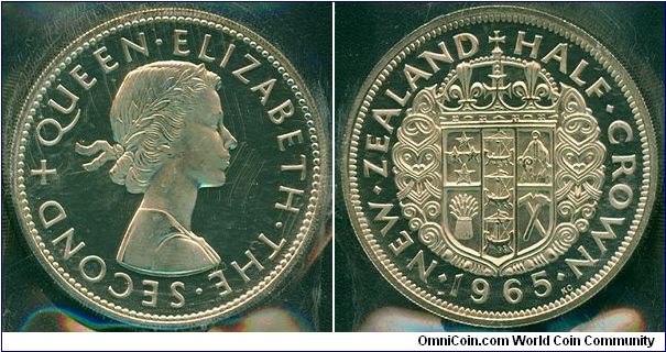 New Zealand 1/2 crown 1965 - Deep-mirror proof-like