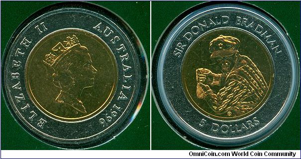 Australia 5 dollars 1996 - Sir Donald Bradman