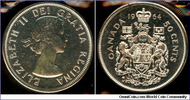Canada 50 cents 1964 - Proof-like, Silver issue