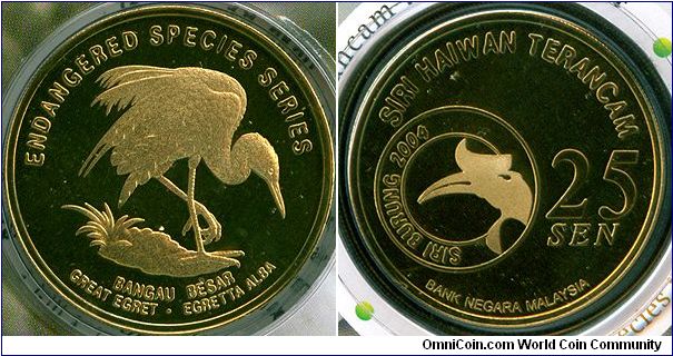 Malaysia 25 sen 2004 - Endangered Species Series 2: Great Egret