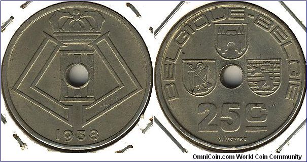 Belgium 25 centimes 1938