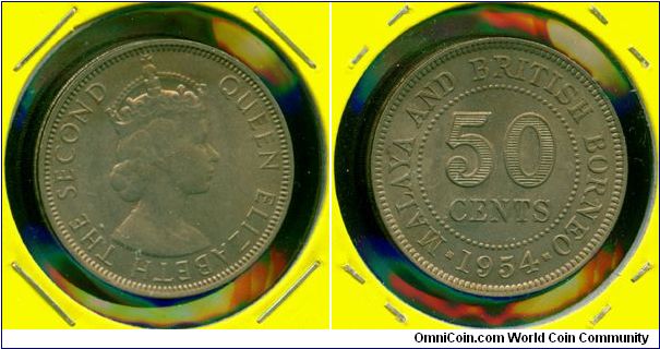 Malaya 50 cents 1954