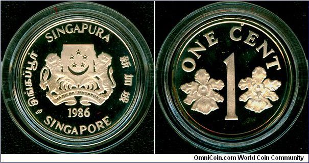 Singapore 1 cent 1986-SM - Silver proof