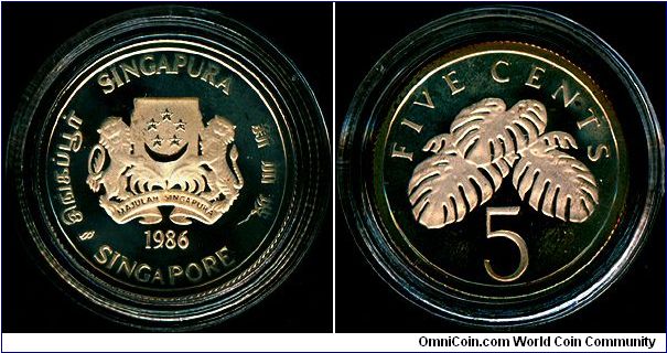 Singapore 5 cents 1986-SM - Silver proof