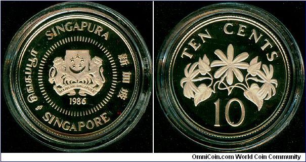 Singapore 10 cents 1986-SM - Silver proof