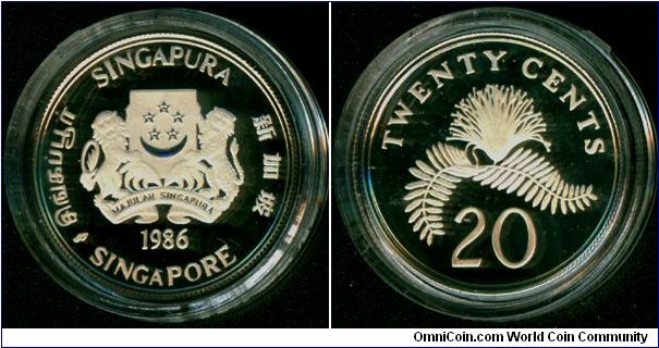 Singapore 20 cents 1986-SM - Silver proof