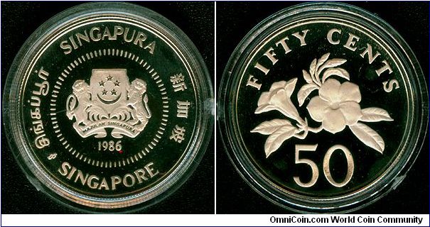 Singapore 50 cents 1986-SM - Silver proof