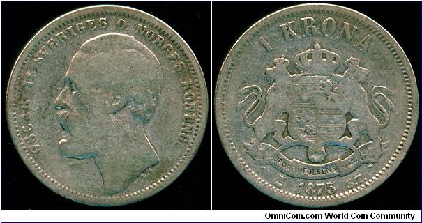 Sweden 1 krona 1875