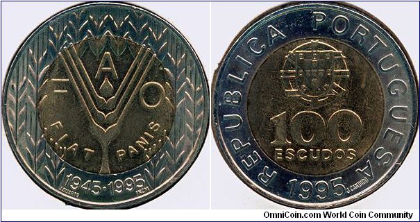 Portugal 100 escudos 1995 - FAO 50th Anniv.