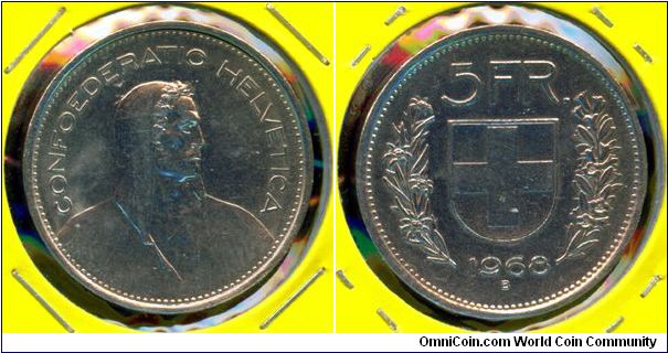 Switzerland 5 francs 1968-B