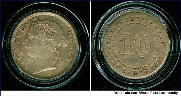 Straits Settlements 10 cents 1891