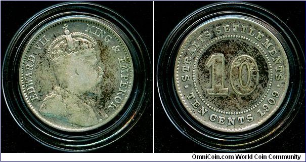 Straits Settlements 10 cents 1909-B