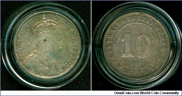 Straits Settlements 10 cents 1910-B