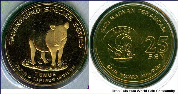 Malaysia 25 sen 2003 - Endangered Species Series 1: Malayan Tapir