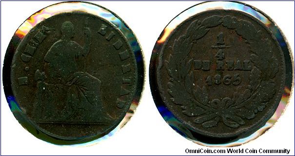 Mexico 1/4 real 1865 - Chihuahua