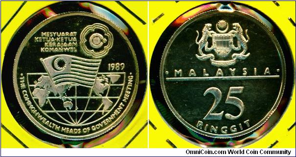 Malaysia 25 ringgit 1989 - Commonwealth Heads of Government Meeting(CHOGM), Proof issue (Impaired proof)