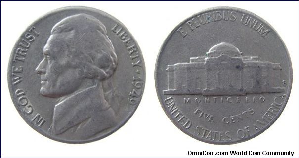 1949-S Jefferson nickel