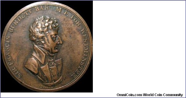 Imprisonment of Sir Francis Burdett, Great Britain.

A copper uniface strike of the obverse.                                                                                                                                                                                                                                                                                                                                                                                                                      