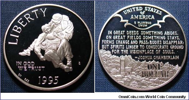 1995-S Civil War Commemorative Silver Dollar Proof