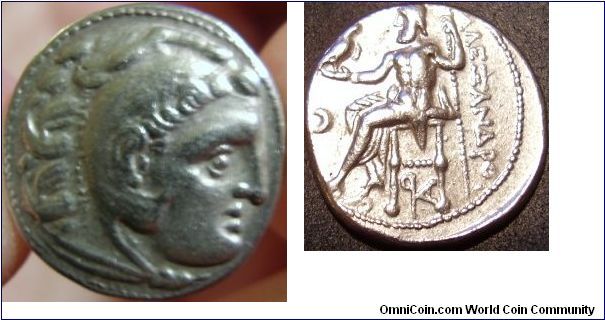 336-323BC Drachm AR
Obv-Heracles right
Rev-Zeus seated leftholding scepter and eagle