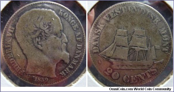 Danish West Indies 1859 20c