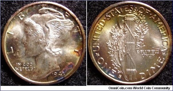 1943-S Dime (Toned)