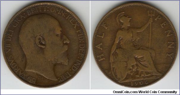 Denomination: Half Penny.

Potrait of King Edwards VII.