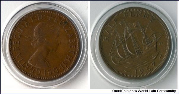 UK 1957 Half Penny